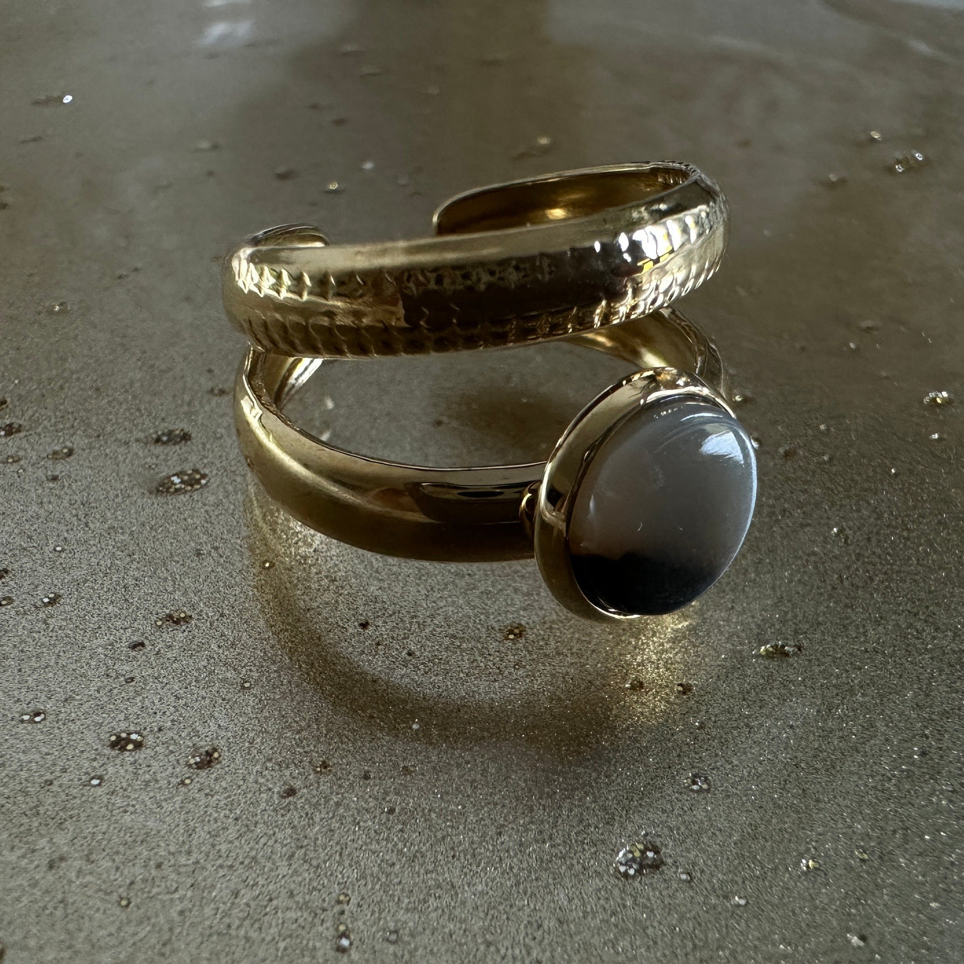 Quiet Anchor adjustable ring gold-tone ring – styling view
