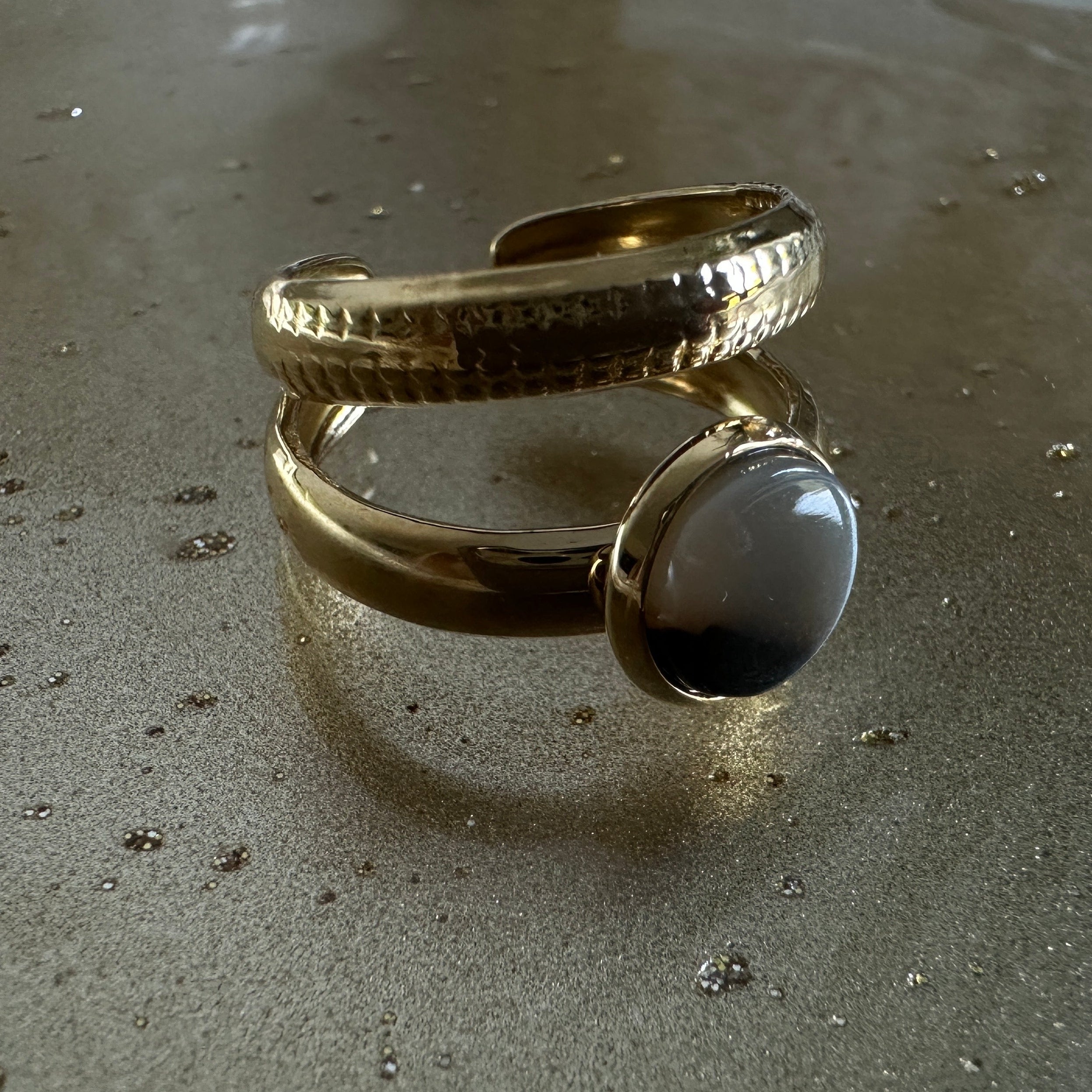 Quiet Anchor adjustable ring gold-tone ring – styling view