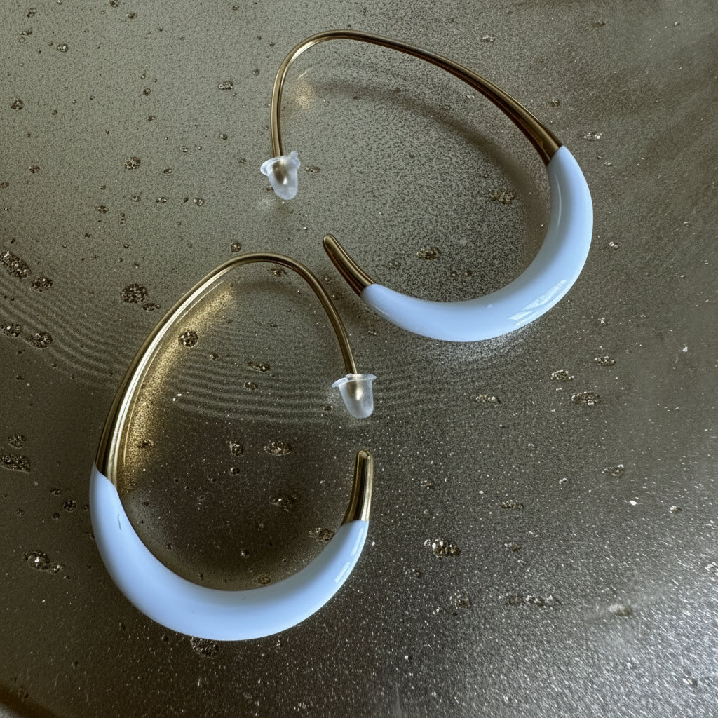 Band & Snap Earrings in White – gold-tone earrings by The Basics