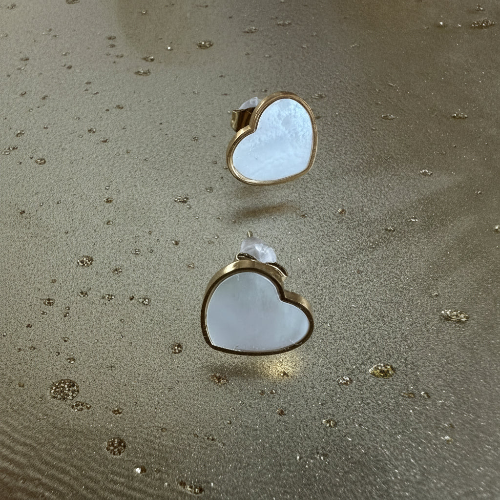 Pearl Heart Studs – gold-tone earrings by The Basics