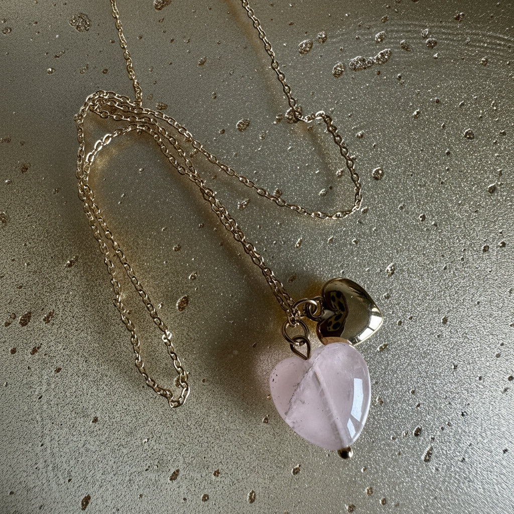 Luna Heart Pendant in Pink gold-tone necklace – alternate view