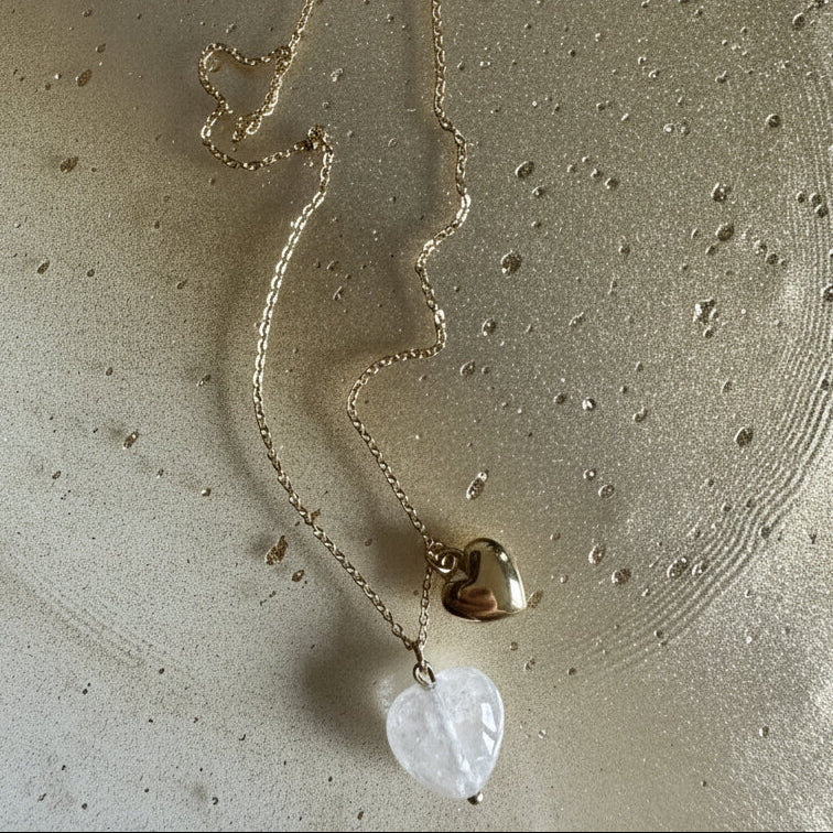 Luna Heart Pendant in White gold-tone necklace – detail view